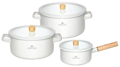 Produktbild von Gerlach 1760 Topfset - 2 Töpfe 3 L 5 L - 1 Kasserolle 2 L - Emaille Topf - Alle