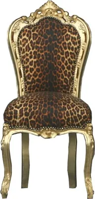 Produktbild von Casa Padrino Barock Esszimmer Stuhl Leopard / Gold - Möbel