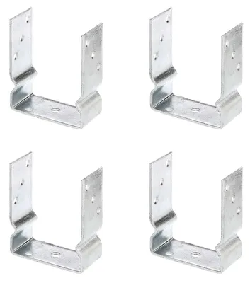 Zdjęcie produktu dla Alberts 4 x wsporniki słupków w kształcie litery U, 121x150 mm, ocynkowane ogniowo, do przykręcenia, głębokość 60 mm