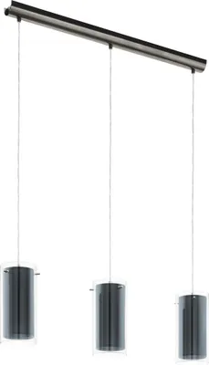 Produktbild von EGLO Hängelampe Pinto Textil, 3-flammige Pendelleuchte Esstisch, Hängeleuchte aus Metall in nickel-matt, Esszimmerlampe, E27, 82 cm