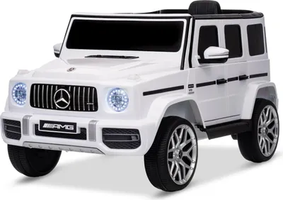 Produktbild von Elektrisches Kinderauto Mercedes G Neu, Weiß, Original lizenziert, Batteriebetrieben, Öffnende Türen, Einzelsitz, 2x Motor, Lithiumbatterie, 2,4 GHz Fernbedienung, Vorder- und Hinterradaufhängung, Sanftes Anfahren