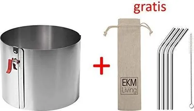 Immagine prodotto di Lares 6030 Tortenring mit Klemmhebel Höhe 15 cm , Durchmesser, Ø 17-30cm + Gratis Trinkhlme von EKM Living GmbH