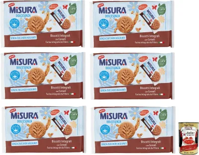 Produktbild von 6x Misura Dolcesenza,Biscotti Integrali con Cereali,Vollkornkekse mit Müsli,Ohne Zuckerzusatz 280g,Italian Gourmet Polpa di Pomodoro 400g Dose