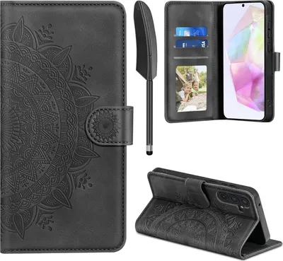 Produktbild von Samsung Galaxy A35 Lederhülle Wallet Case mit Standfunktion - Schwarz