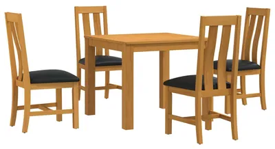 Imagen del producto de vidaXL Juego de mesa y sillas, 5 piezas, madera maciza de roble, color