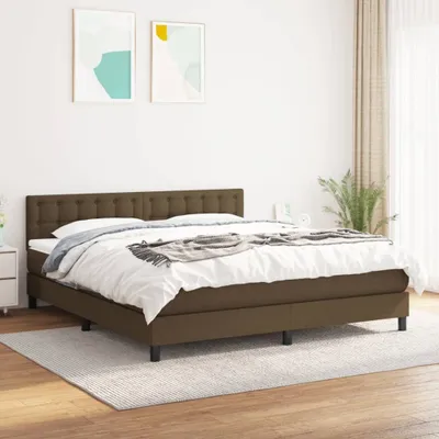 Produktbild von The Living Store Boxspringbett mit Matratze Dunkelbraun 180x200 cm Stoff