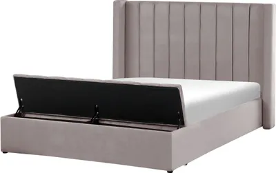 Produktbild von BELIANI Polsterbett Grau 140 x 200 cm aus Samtstoff mit Stauraum Elegantes Doppelbett Schlafzimmer Modernes Design