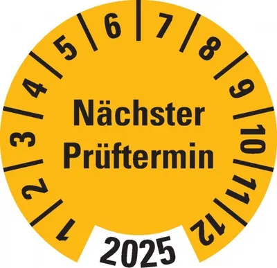 Produktbild von Dreifke® Aufkleber I Prüfplakette Nächster Prüftermin 2025,gelb,Dokumentenfol...