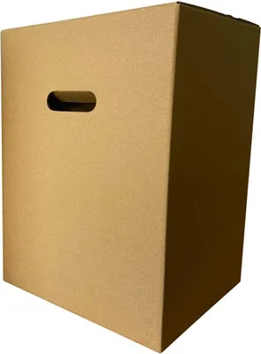 A single brown cardboard box with a handle cutout on a white background.