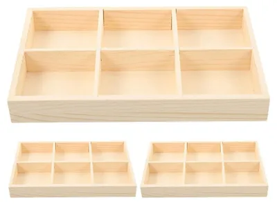 Immagine prodotto di Set di 3 scatole di legno per l'organizzazione, con 6 scomparti ciascuna – organizer da scrivania