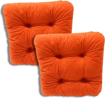 Produktbild von 2er-Set Gepolsterte Stuhlkissen Orange 38x38x8 cm - 1333 farbenfrohe Sitzkissen
