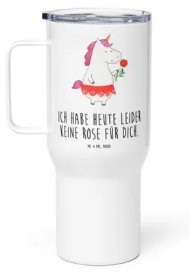 Produktbild von Mr. & Mrs. Panda Thermobecher Einhorn Dame - Weiß - Geschenk, thermosbecher, Bachelor, Frau, Unicorn, Teebecher, Kaffee-to-go-Becher, Kaffee-Thermobecher, Teetasse