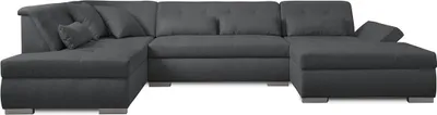 Image de Lisa Design Vermont - canapé panoramique d'angle gauche - 7 places - XXL , Noir / Gris