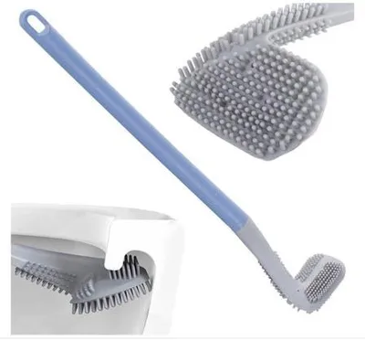 Produktbild von Famanu Silikonbürste zur Badezimmerreinigung - Wandhalterung, flexibel, hygienisch / 40x7x4,5 cm, zufällige Farbe - WC, Badezimmer