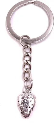 Produktbild von Onwomania Schlüsselanhänger Erdbeere Frucht der Versuchung silber Metall Anhänger Charm