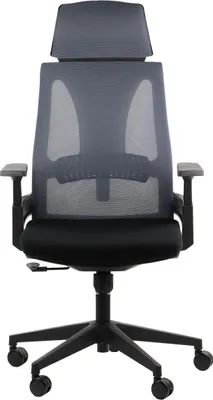 Produktbild von Ergonomischer Bürodrehstuhl OLTON H, Nylonbasis, Armlehnen, Kopfstütze, Schwarz/Grau