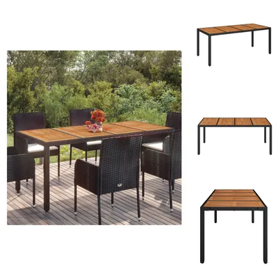 Image de vidaXL Table de jardin avec plateau en bois Noir 190x90x75 cm Poly Rotin - Tables de jardin