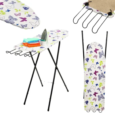 Image de Table à repasser, 100 x 30 cm, réglable en hauteur, en matériau léger, design compact, pieds antidérapants