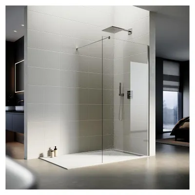Produktbild von Duschwand aus Glas 90 x 200 cm für Walk In Dusche, 8 mm NANO Glas