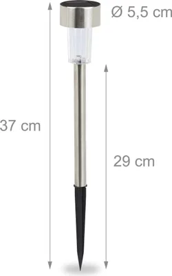 Zdjęcie produktu dla Zestaw 10 lamp solarnych Relaxdays, wodoodporne lampy solarne LED, do ogrodu i na taras, zmiana kolorów, stal nierdzewna, srebrne