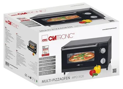 Obrázok produktu pre Clatronic MPO 3520, 1 pizza/pízz, Čierna, 25 cm, Mechanický, 1 h, 1000 W