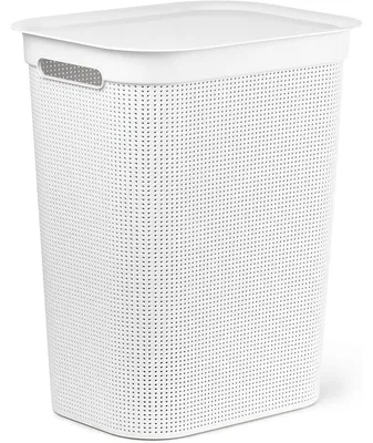Productafbeelding van Wasmand - Kunststof - 50 liter - 43,1 x 34,0 x 52,9 cm - Met deksel - Wit