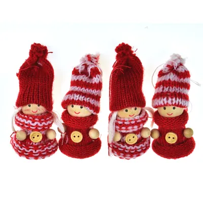 Image de Poupées tricotées rouges 4 pcs, 8 cm