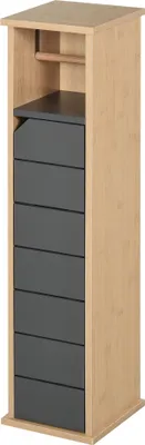 Produktbild von ZMH Toilettenpapierhalter – 2 Ablagen, Graues Bambus-MDF