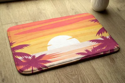 Produktbild von Badteppich Saugfähige - Badezimmer Teppich - Rutschfester Badvorleger Badematte - 90x60 cm - Tropischer Strand