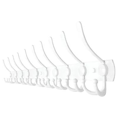 Produktbild von TOJ Living Wandgarderobe Weiß 95 cm – Edelstahl Garderobenleiste mit 30 Haken – große Wandhakenleiste für Flur, Bad, Küche & Schlafzimmer