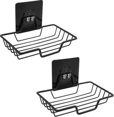 Zdjęcie produktu dla Unyqoos® Samoprzylepne mydelniczki ze stali nierdzewnej – zestaw 2 sztuk, montaż bez wiercenia, do łazienki i kuchni, wymiary: 14×9×2,4 cm, odporne na korozję