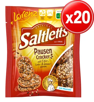Obrázek produktu pro Saltletts snack krekry s chia lněnými semínky a sezamem 20x40g 800g