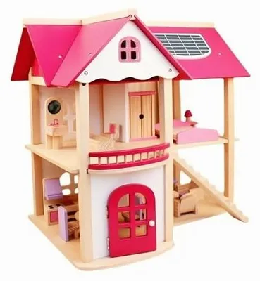 Imagen del producto de Casa de muñecas de dos pisos con balcón