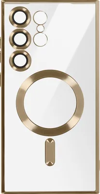Produktbild von Avizar, MagSafe Silikonhülle für Samsung S24 Ultra mit verchromter Umrandung, Gold