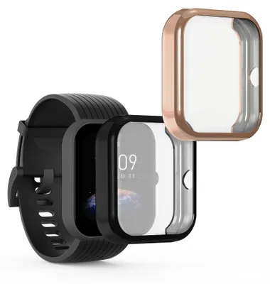 Produktbild von kwmobile 2x Silikon Hülle für Huami Amazfit Bip 3 / Bip 3 Pro Schutzhülle - Fullbody Display Cover Set aus Silikon - Schwarz Rosegold