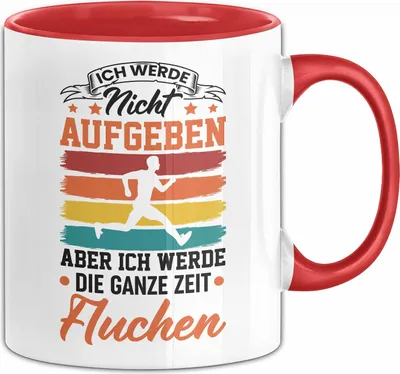 Produktbild von Marathon-Läufer Tasse Geschenk Jogger Ich Werde Nicht Aufgeben Aber Ich Werde Die Ganze Zeit Fluchen Joggen Kaffee-Becher (Rot)