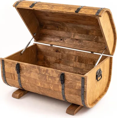 Produktbild von CREATIVE COOPER Rustikale Holztruhe in Fassform | Handgefertigt aus Massivholz | 180L Volumen | Aufbewahrungstruhe im Vintage-Stil | 80x50x50 cm
