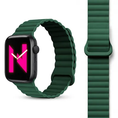 Immagine prodotto di Bracciale Core per Apple Watch Ultra/SE/10/9/8/7/6/5/4/3/2/1, bracciale sportivo magnetico in silicone traspirante, 42/44/45/46/49mm - verde bosco