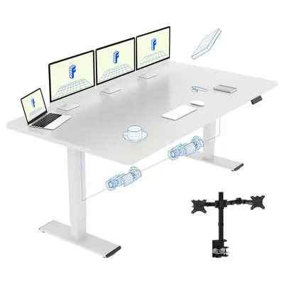 Immagine prodotto di FLEXISPOT QB2 Scrivania regolabile in altezza, elettrica, 180x80 cm, con supporto per monitor, 2 MOTORI POTENTI, portata 120 kg, 4 impostazioni memorizzabili (bianca)