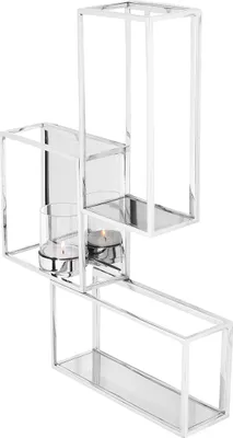 Produktbild von Fink TRAVITA, Wandleuchter, Wanddekoration, Edelstahl , vernickelt, Glas, MDF, glatt, silberfarben, L. 9 cm, B. 40 cm, H. 54 cm 149090