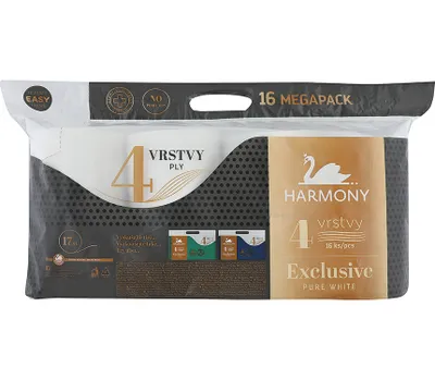 Obrázek produktu pro Toaletní papír 4-vrstvý HARMONY EXCLUSIVE PURE WHITE - 8ks 30359