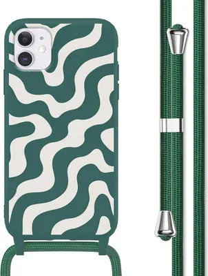 Image de imoshion Coque design en silicone avec cordon pour l'Apple iPhone 11 - Vert pétrole Groovy