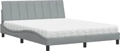 Produktbild von Bett mit Matratze "Hanko" Hellgrau 160x200 cm Stoff