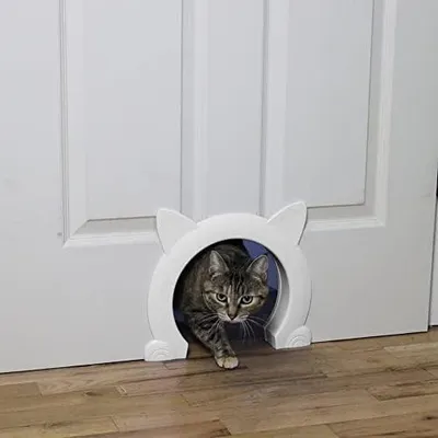 Produktbild von Katzentür Innentür,Katzentür Katzenklappe Für Katzen bis zu 10 kg,Katzentunnel für Zimmertüren（weiß）