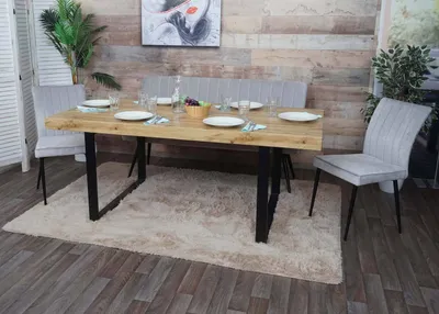 Produktbild von Esszimmer-Set HWC-K16, 2er-Set Stuhl+Sitzbank Esszimmergruppe Sitzgruppe Esszimmergarnitur, Samt Metall  hellgrau