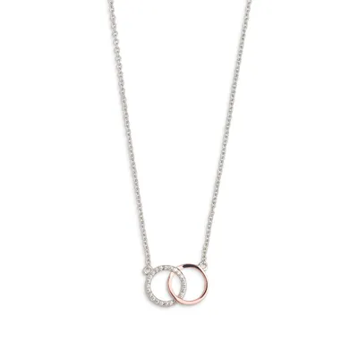 Produktbild von Xenox Damen Silber Halskette mit Anhänger in Roségold und Zirkonia 40-45cm - Happy Hour XS2924R