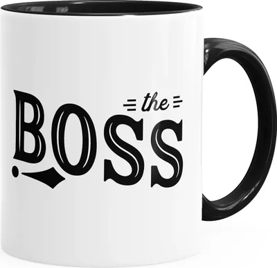 Produktbild von Kaffee-Tasse Chef-Tasse "The Boss" mit Innenfarbe MoonWorks® schwarz unisize