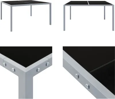 Image de vidaXL Table de jardin 130x130x72 cm Gris Acier et verre - Table de jardin - Tables - Tables
