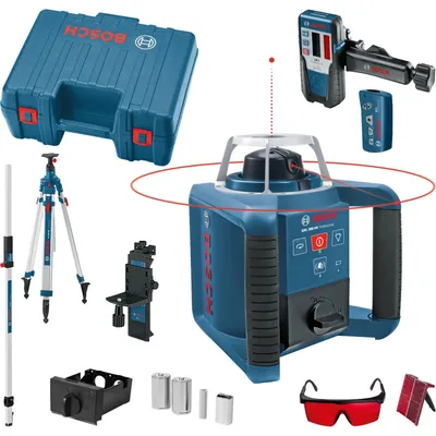 Image de Bosch Laser rotatif GRL 300 HV avec RC1 + WM4 + LR 1 + BT 300 HD et GR 240 en mallette - 061599403Y