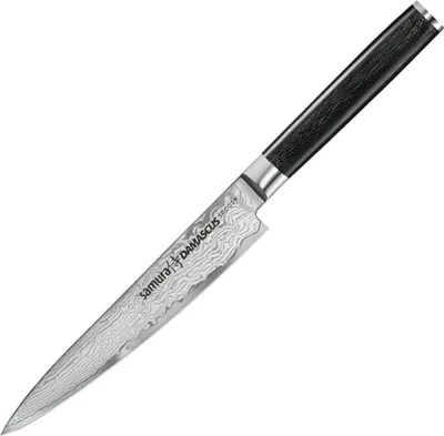 Produktbild von Samura Damascus Allzweckmesser, 67 Lagen Damaststahl, ultra-scharf, gro, 15,2 cm Klinge, ergonomischer G10 Carbon Handgriff, rostfrei, Kochmesser, Spickmesser